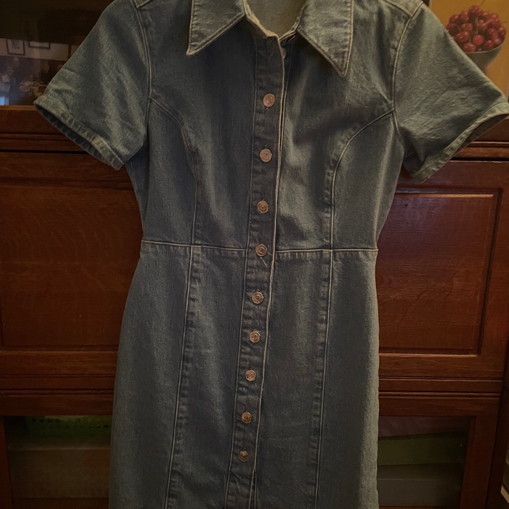 Cute denim button up dress